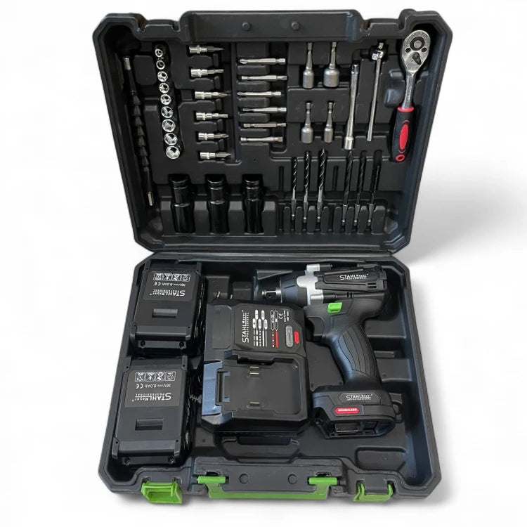 АКУМУЛАТОРЕН УДАРЕН ГАЙКОВЕРТ НА 1/2 И ИМПАКТ. 2V1 STAHLMAYER BLACK PRO 36V – 850NM. + 40ч.