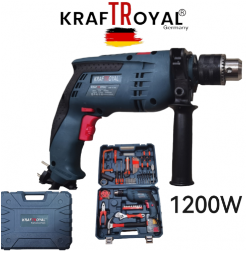 Пробивна бормашина KraftRoyal 1200w. + 111 части Куфар с инструменти