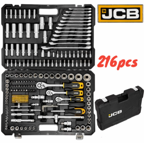 Гедоре Професионално 216ч. JCB 1/4 3/8 1/2 J-38841 Хром Ванадиева Стомана