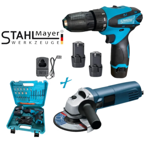 Акумулаторен Винтоверт 24V и Електрически Ъглошлайф 125мми с Регулация На Обороти STAHLMAYER
