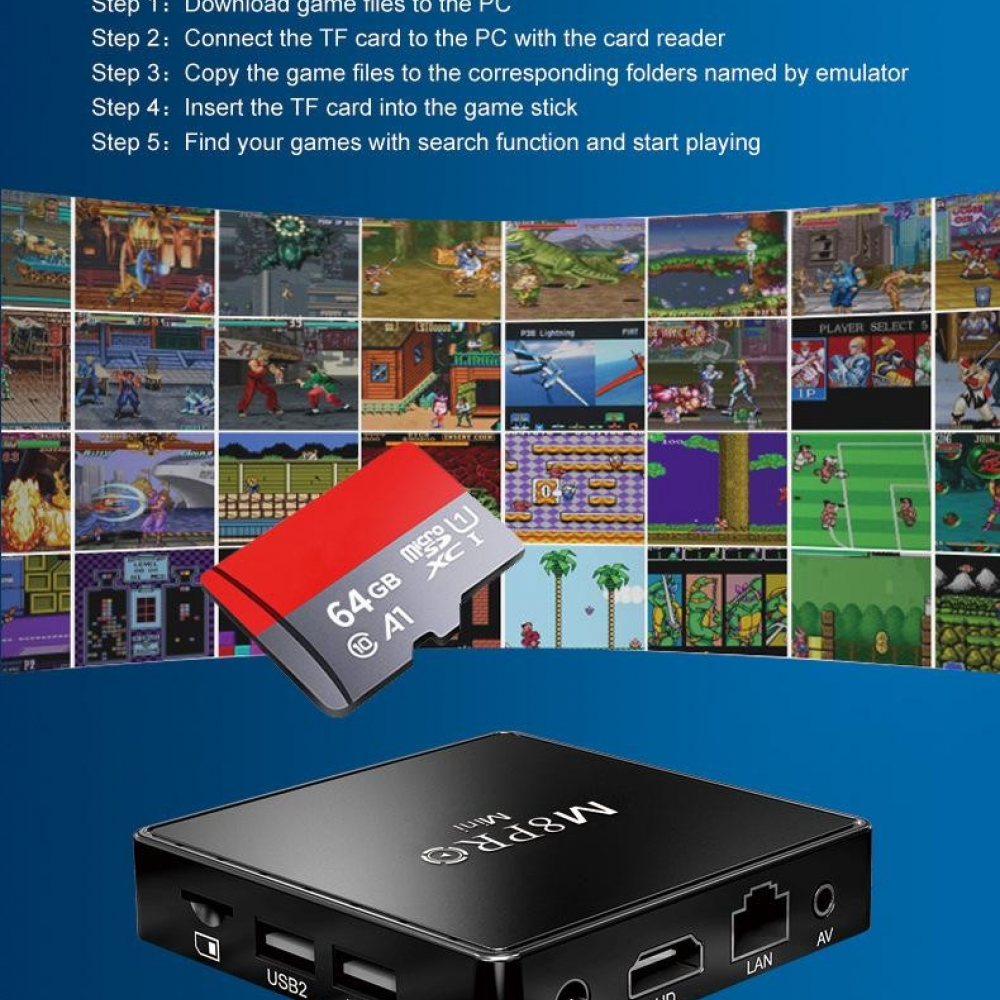 Конзола M8 Pro TV Game Box 4K HDMI 2.4G с Два Джойстика и дистанционно над 33 000 игри