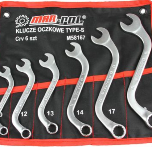 Звездогаечни криви ключове „S“ образни с 10-19мм Mar-Pol