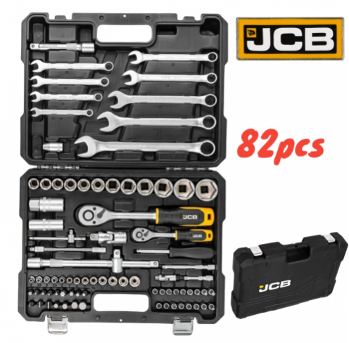 Гедоре Професионално 82 части JCB 1/2 и 1/4 J-4821-5 Хром Ванадиева Стомана