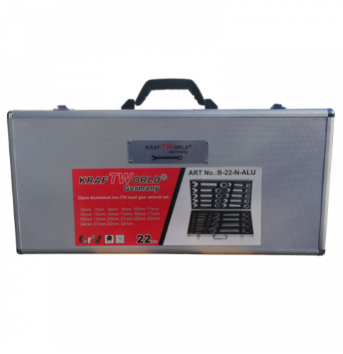 К-т звездогаечни чупещи тресчотни ключове от 6мм до 32мм 22 части в метален куфар KraftRoyal