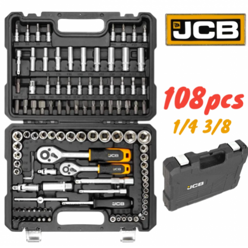 Гедоре Професионално 108 части 1/4“ и 3/8“ 4-22мм JCB Хром Ванадиева Стомана