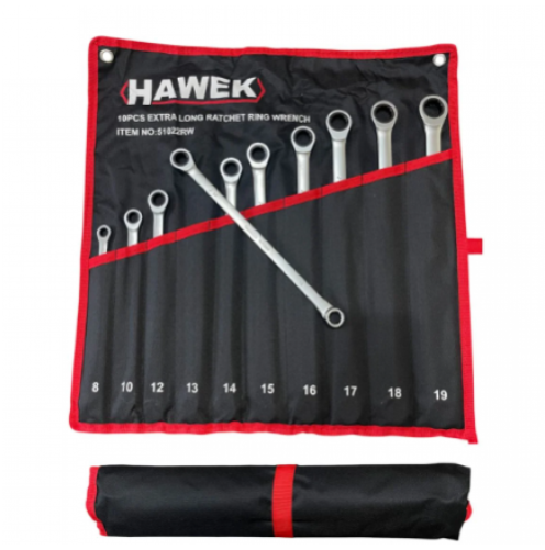 Удължени Ключове Прави Лули с Тресчотка 8-19мм HAWEK 51022RW