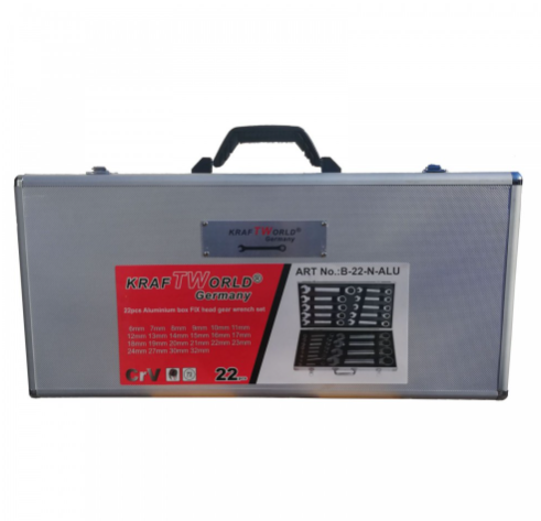К-т звездогаечни прави тресчотни ключове от 6мм до 32мм , 22 части в метален куфар KraftRoyal