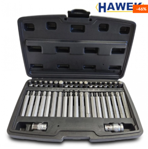 Комплект битове-накрайници HAWEK Hex, XZN и Torx – 40 броя