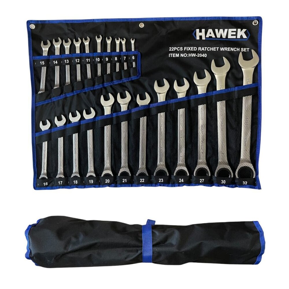 ЗВЕЗДОГАЕЧНИ ТРЕСЧОТНИ КЛЮЧОВЕ 6-32 ММ 22 ЧАСТИ HAWEK