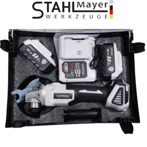 АКУМУЛАТОРЕН УДАРЕН ЪГЛОШЛАЙФ 36V 8,0AH STAHLMAYER 125ММ БЕЗЧЕТКОВ ШЛАЙФ БЕЗЖИЧЕН