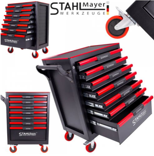 ШКАФ КОЛИЧКА ЗА ИНСТРУМЕНТИ със 7 ЧЕКМЕДЖЕТА STAHLMAYER – RED LINE