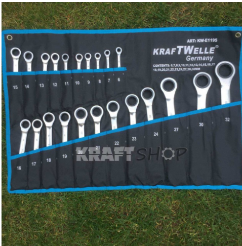 ПЪЛЕН КОМПЛЕКТ Немски Тресчотни ключове 22ч KrafTWelle 6-32мм