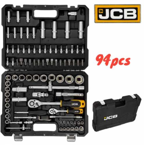 Гедоре Професионално 94 части JCB 1/2 и 1/4 J-4941-5 Хром Ванадиева Стомана