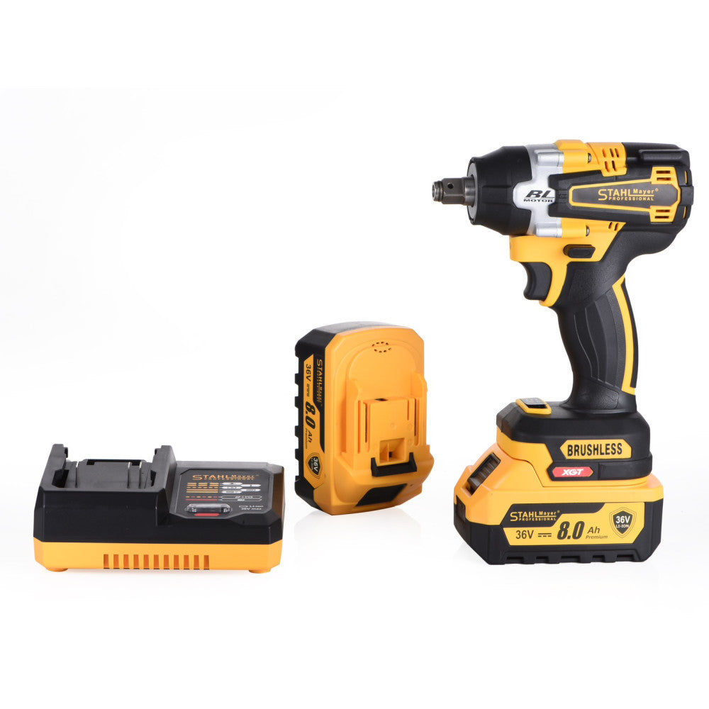 АКУМУЛАТОРЕН УДАРЕН ГАЙКОВЕРТ НА 1/2 И ИМПАКТ. 2V1 STAHLMAYER 36V – 850NM. + 40 ЧАСТИ ИНСТРУМЕНТИ