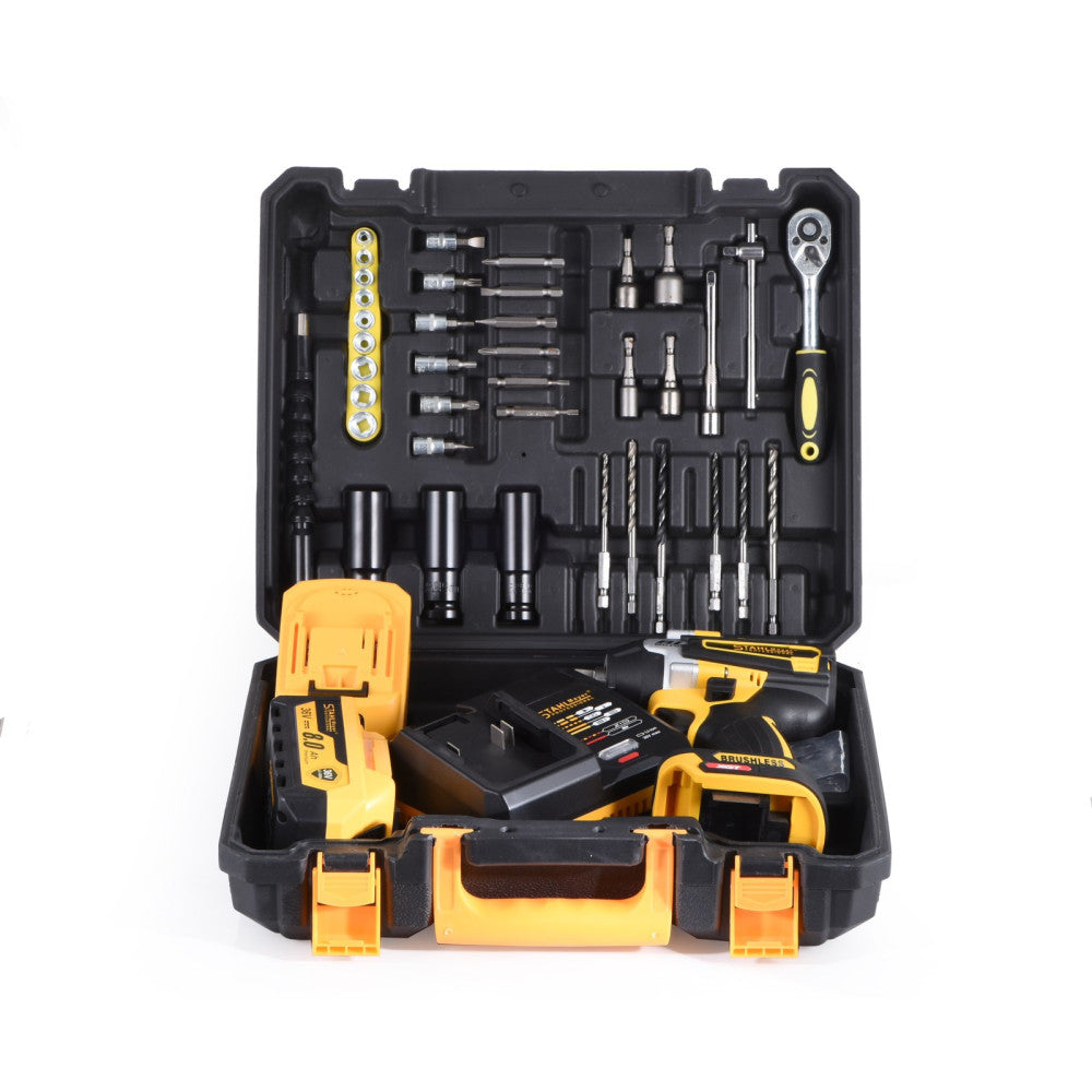 АКУМУЛАТОРЕН УДАРЕН ГАЙКОВЕРТ НА 1/2 И ИМПАКТ. 2V1 STAHLMAYER 36V – 850NM. + 40 ЧАСТИ ИНСТРУМЕНТИ