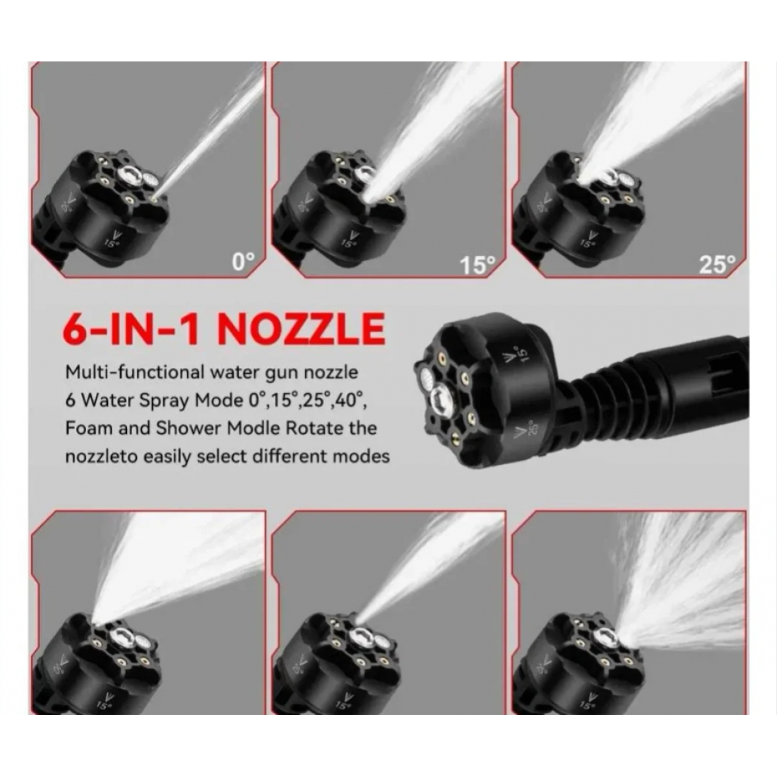 Водоструйка Безчеткова Акумулаторна 6в1 36V 8,0AH KRAFTROYAL 200bar 3500W с Дисплей Пръскачка с 6 накрайника 2 Батерии