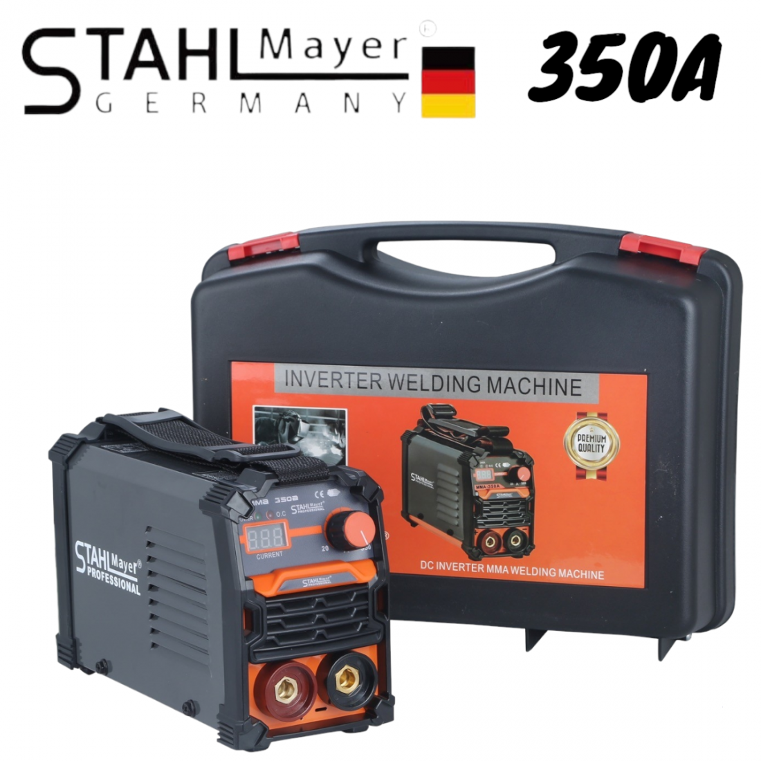 ПРОФЕСИОНАЛЕН ИНВЕРТОРЕН ЕЛЕКТРОЖЕН STAHLMAYER 350А С ДИСПЛЕЙ В КУФАР