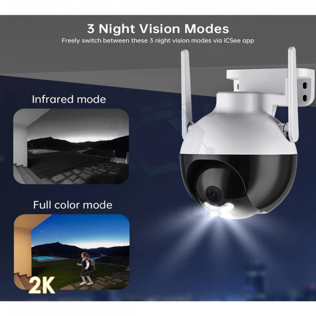 6MP - ICSEE SMART SPHERE 4LED WI-FI ОХРАНИТЕЛНА КАМЕРА 360 PTZ