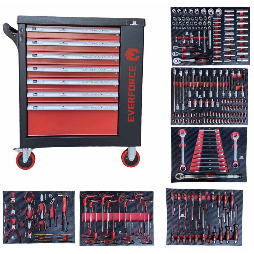 Шкаф с инструменти EVERFORCE със 7 чекмеджета и отделение за закачане на инструменти