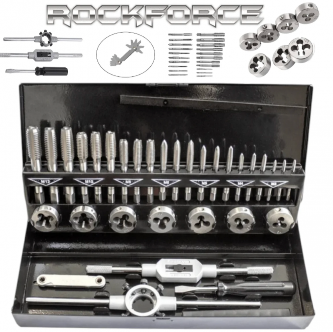 Комплект метчици и плашки 32-части RockForce