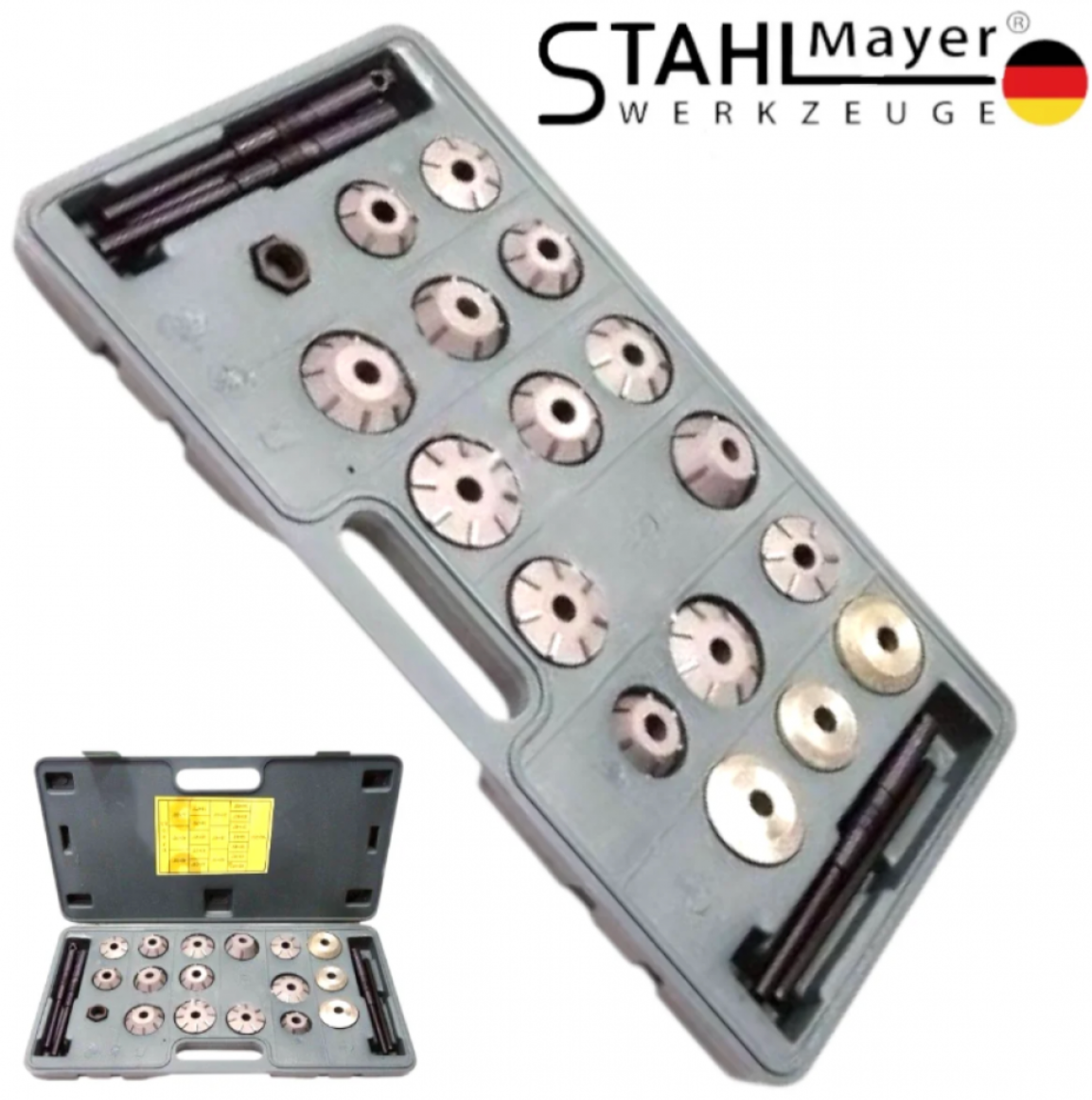 КОМПЛЕКТ ФРЕЗИ ЗА ШЛАЙФАНЕ НА ЛЕГЛА НА КЛАПАНИ , STAHLMAYER