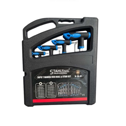 КОМПЛЕКТ ШЕСТОГРАМИ И ТОРКСОВЕ С РЪКОХВАТКА 16 ЧАСТИ STAHLMAYER