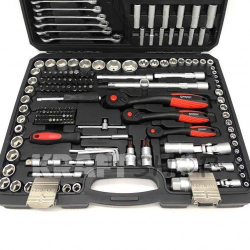 НОВ УСИЛЕН МОДЕЛ Немски куфар с инструменти 216ч Stahl Mayer Гедоре с тресчотни ключове 8-22