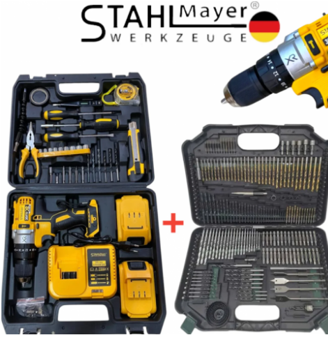 Винтоверт Акумулаторен Безчетков 36V 8,0AH STAHLMAYER + Битове Свредла Накрайници Комплект 246 части ПРОМО
