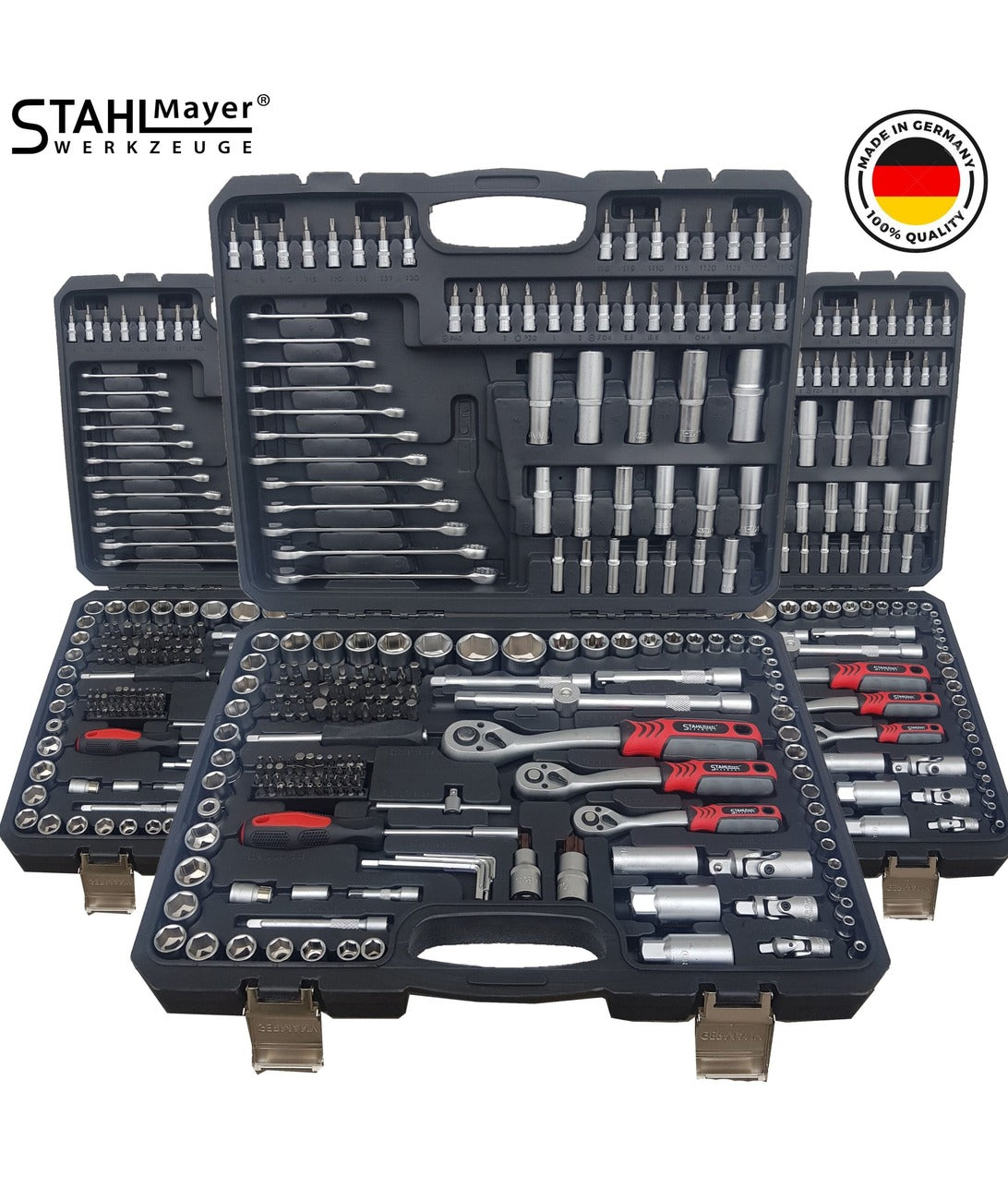 НОВ УСИЛЕН МОДЕЛ Немски куфар с инструменти 172ч Stahl Mayer Гедоре с 3бр тресчотка