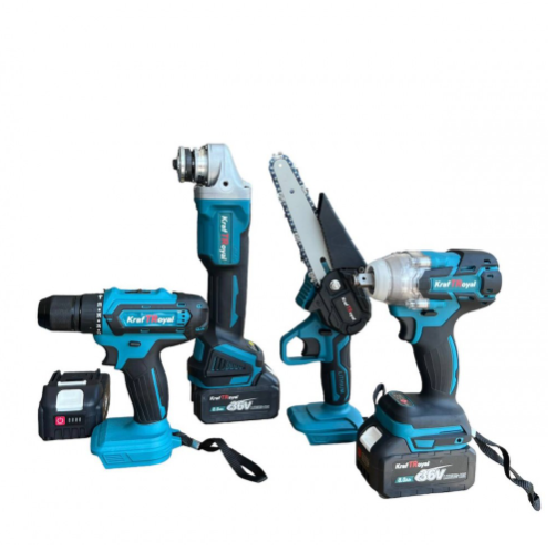 Акумулаторен трион 15 см шина, ъглошлайф 125ММ, гайковерт и винтоверт 36V с 3 бр. батерии 8AH в куфар и зарядно