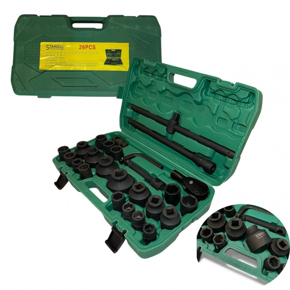 Гедоре камионджийско 26 части STAHLMAYER 21-65mm, ударни вложки CR-MO