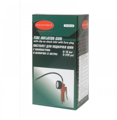 Професионален пневматичен пистолет за помпане на гуми с манометър RockForce / 16 bar, 1/4'' /