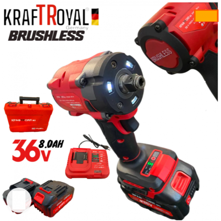 Акумулаторен гайковерт/импакт ударен Kraft 36V 8Ah 850 N/m + ударна вложка