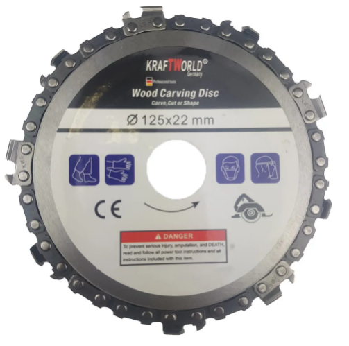 Ъглошлайф Kraft 125 мм, 1100W, с регулация на оборотите + Диск за ъглошлайф с верига,за рязане на дърво KRAFT