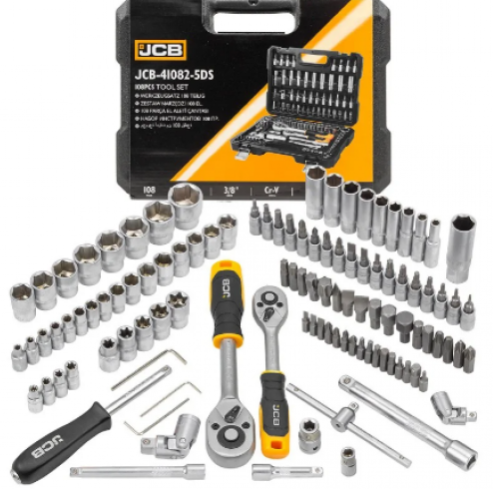Гедоре Професионално 108 части 1/4“ и 3/8“ 4-22мм JCB Хром Ванадиева Стомана