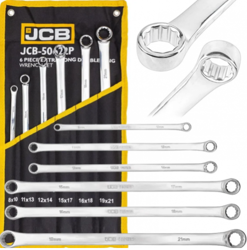 Дълги прави звездогаечни ключове JCB XL – комплект 6 бр. (8–21 мм)