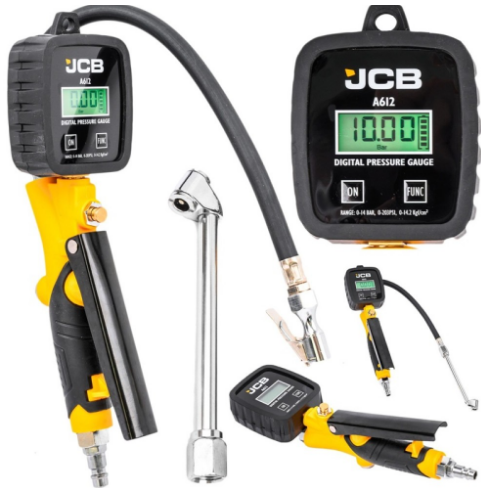 Пневматичен пистолет за помпане на гуми с дигитален манометър JCB
