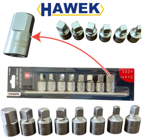 КЛЮЧ ЗА КАРТЕР 8 броя 1/2“ 8-19ММ Релса Ключове Професионален Комплект HAWEK HW-4118MR