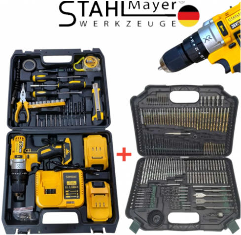 Винтоверт Акумулаторен Безчетков 36V 8,0AH STAHLMAYER + Битове Свредла Накрайници Комплект 246 части