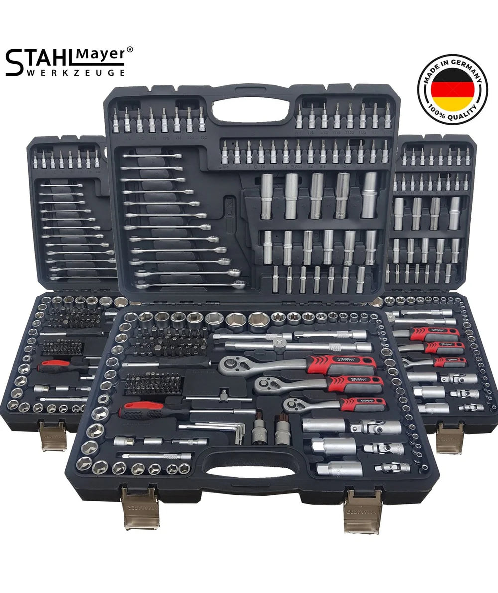 НОВ УСИЛЕН МОДЕЛ Немски куфар с инструменти 172ч Stahl Mayer Гедоре с 3бр тресчотка