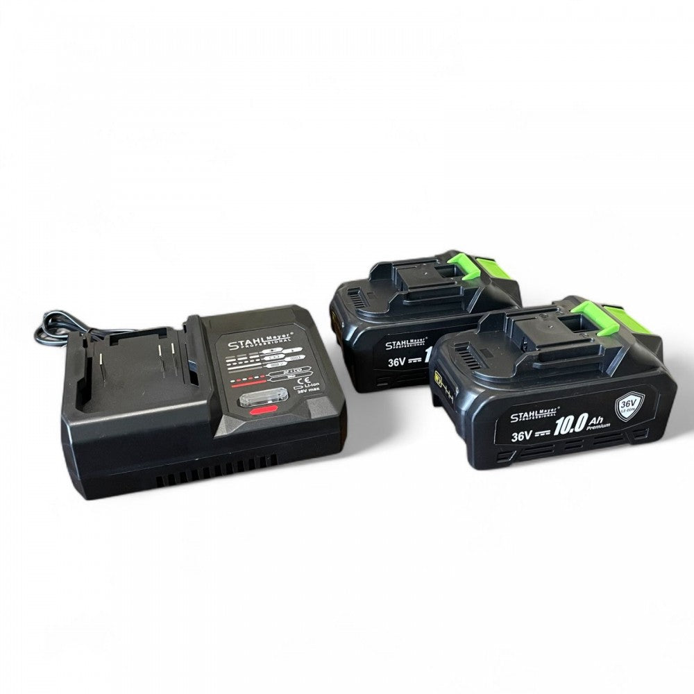 АКУМУЛАТОРЕН КОМПЛЕКТ 4В1 , ГАЙКОВЕРТ-ВИНТОВЕРТ , ЪГЛОШЛАЙФ , ПЕРФОРАТОР 36V 10.0A , STAHLMAYER BLACK PRO