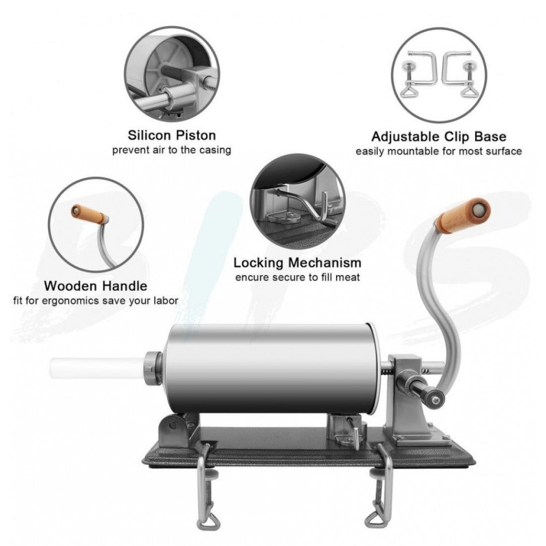 Пълначка за Месо и Наденици Суджук др. с Метален Плот 4 литра кг. 4 броя фуния STAHLMAYER Ф17 ф21 Ф25 и ф29