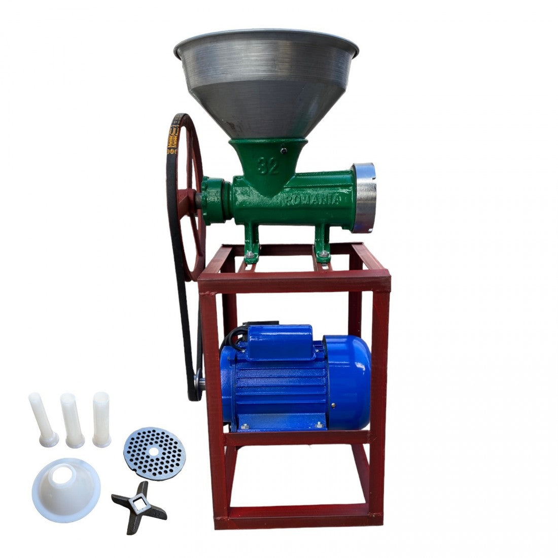 МЕСОМЕЛАЧКА ЧУГУНЕНА РУМЪНСКА №32 С ЕЛЕКТРОМОТОР И МЕТАЛНА ФУНИЯ