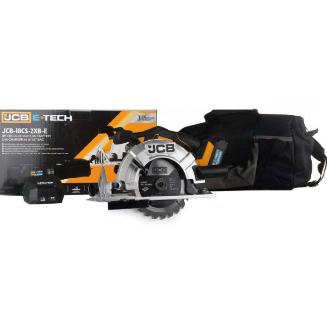 Акумулаторен ръчен циркуляр JCB 18CS-2XB-E , 18 V, 165 мм, с батерия и зарядно