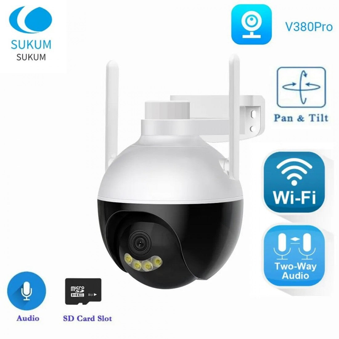 6MP - ICSEE SMART SPHERE 4LED WI-FI ОХРАНИТЕЛНА КАМЕРА 360 PTZ