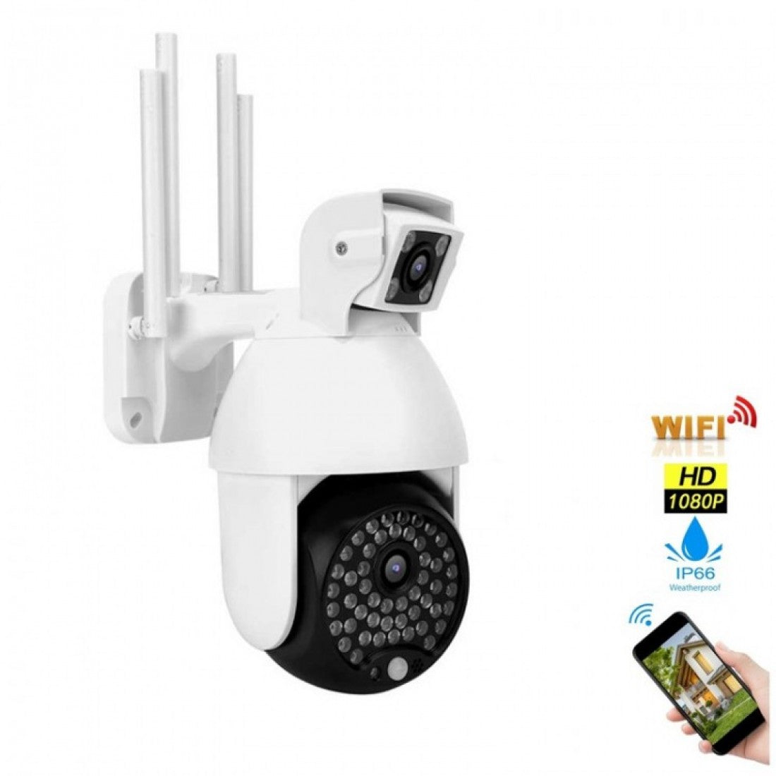 КУПОЛНА КАМЕРА С 4 АНТЕНИ И 2 ОБЕКТИВА 50 LЕD