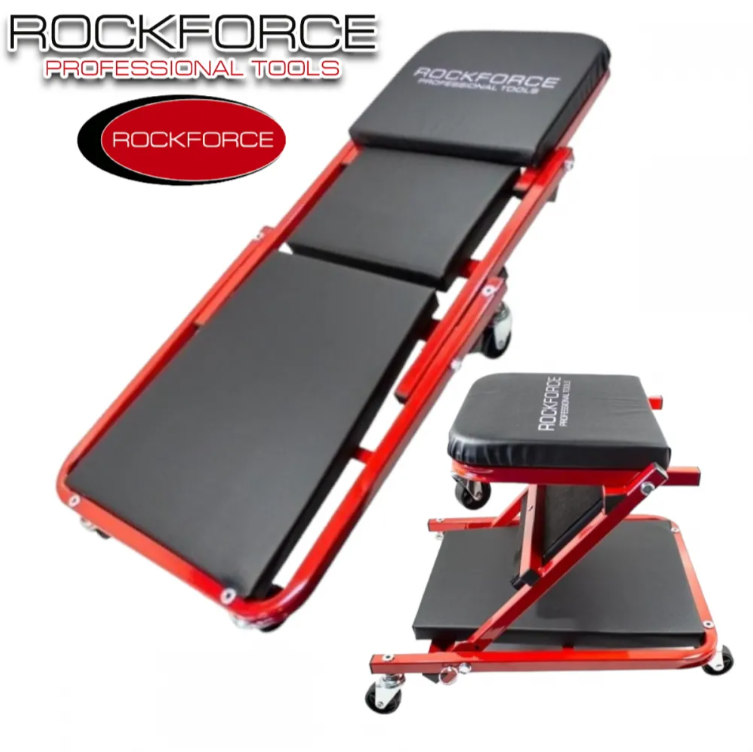 Сгъваема Авто Лежанка ROCKFORCE Работен Стол за Авто Сервиз 2в1